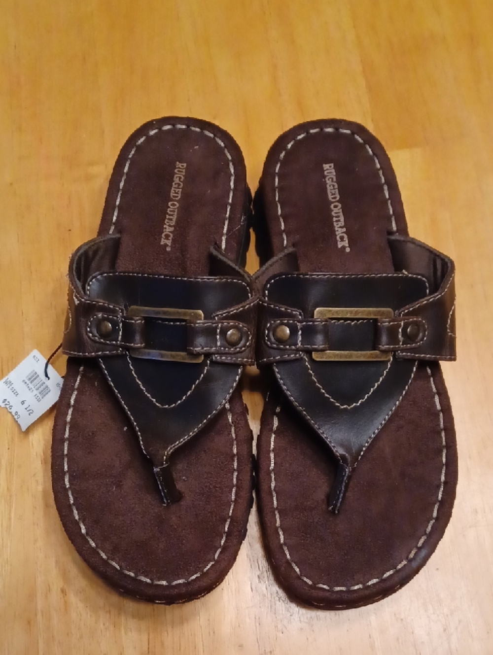 Rugged Outback Brown Vegan Thong Sandals Size 6.5 NWT
